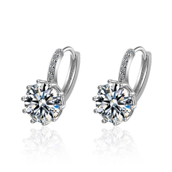 NEW 925 STERLING SILVER DIAMOND STUD EARRINGS, WONDERFUL EARRINGS, WOW EARRINGS - Picture 5 of 5